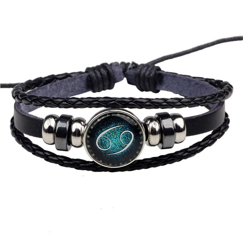 Constellation Guardian · Cowhide Braided Glow-in-the-Dark Couple Bracelet | Personalized Choice | Romantic Protection
