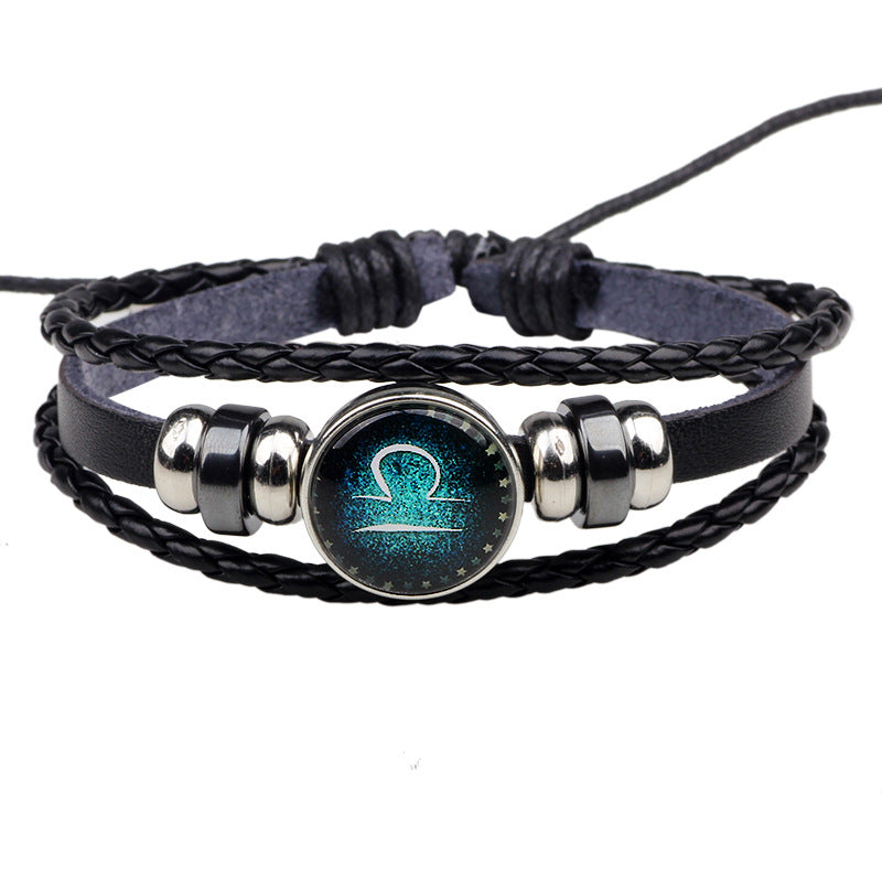 Constellation Guardian · Cowhide Braided Glow-in-the-Dark Couple Bracelet | Personalized Choice | Romantic Protection