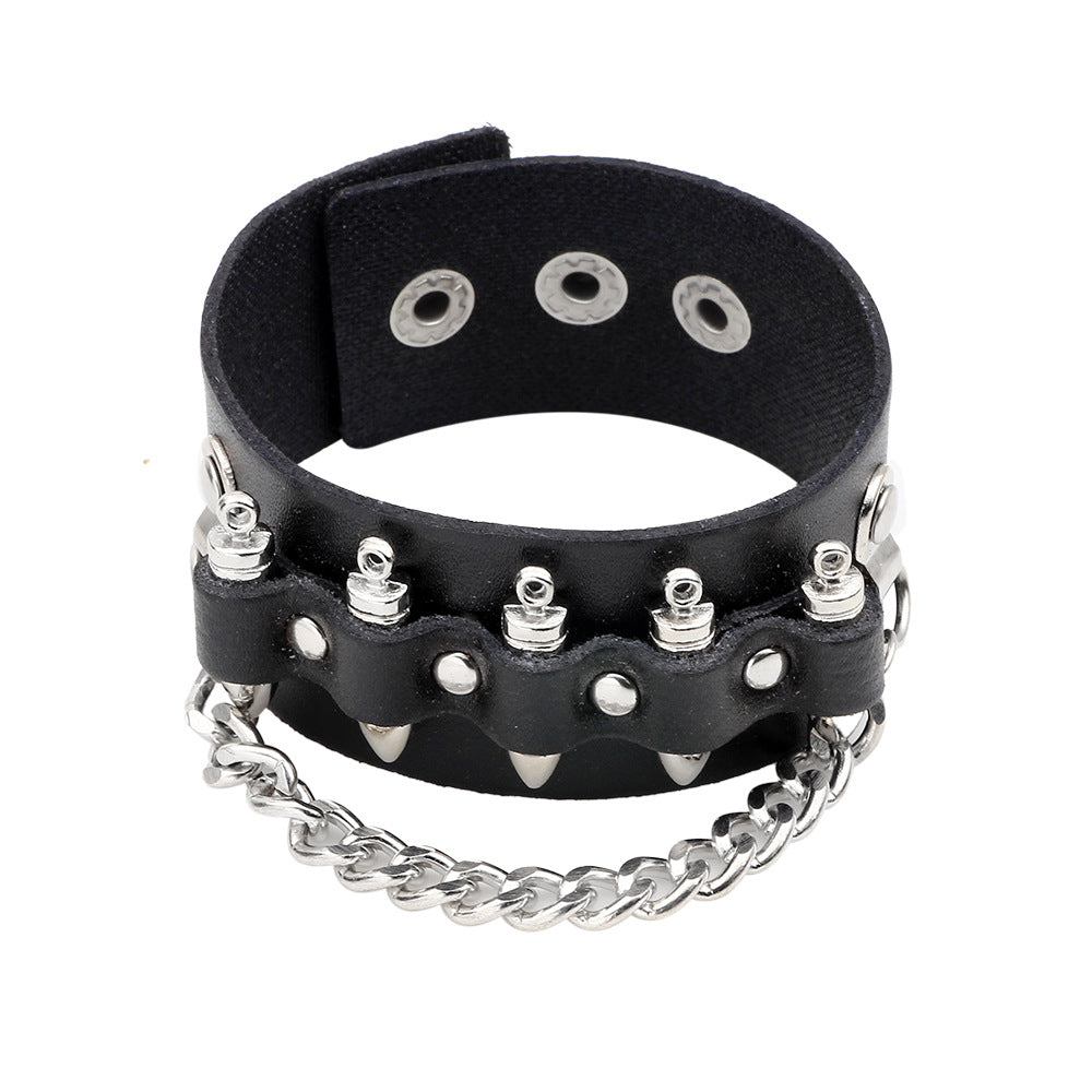 Punk-style Personalized Rivet Cowhide Chain Bracelet | Trendy Energy Protection