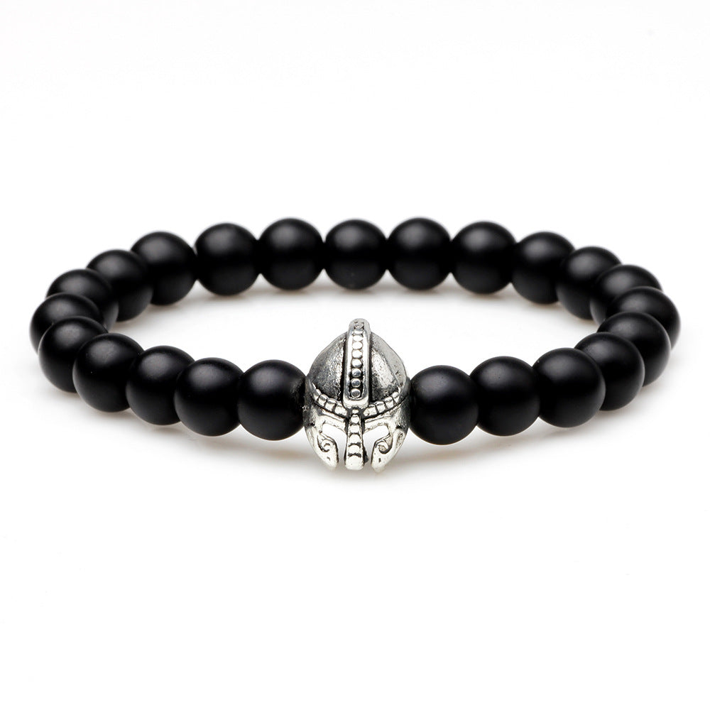 Spartan Battle Soul Blessing Sandstone Beaded Stretch Bracelet | Energy Protection | Spiritual Accessory