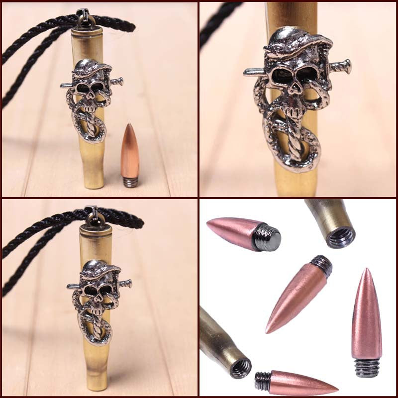 Pirate Legend Bronze Skull Bullet Necklace | Retro Fashion Sweater Chain