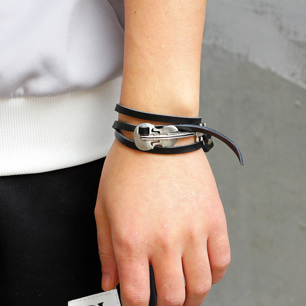 Vintage Kupfer Violine Echt Rindsleder Gitarre Armband | Vielseitige Modeaccessoires | Spirituelle Heilung Zubehör