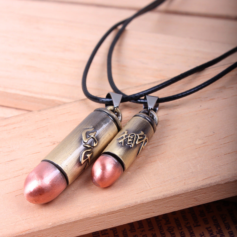 Spiritual Connection Silver Heart - to - Heart Bullet - shaped Couple Pendant Necklace