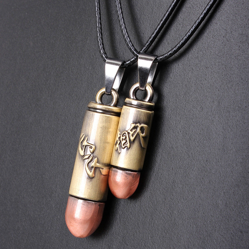 Spiritual Connection Chinese - Character Couples' Guardian Pendant Simple Necklace | Commemorative Sweater Chain for Besties' Friendship