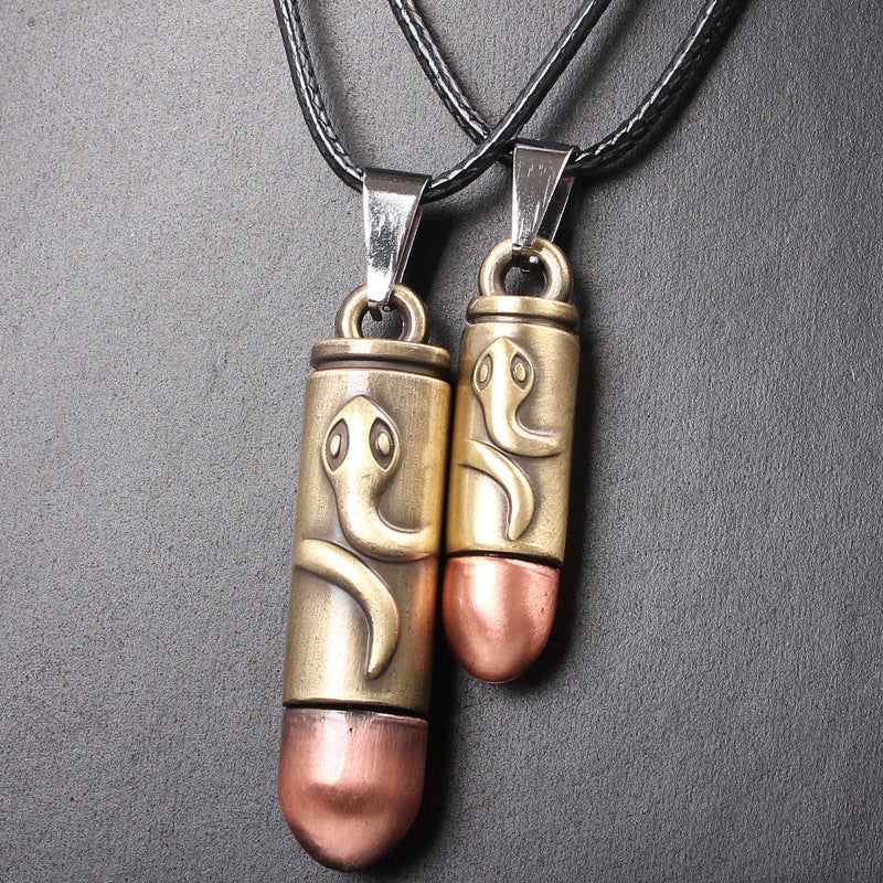 Serpent Totem Metal Snake - skin Patterned Couple Pendant Necklaces | Guard and Accompany | A Pair Set