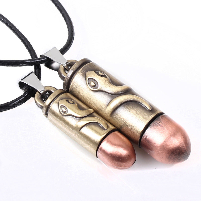 Serpent Totem Metal Snake - skin Patterned Couple Pendant Necklaces | Guard and Accompany | A Pair Set
