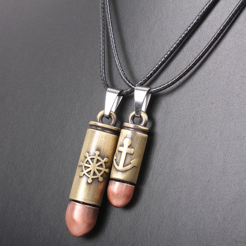 Navigation - guiding Totem Silver Couples' Rudder and Anchor Necklace | Emotional Bond Guardianship