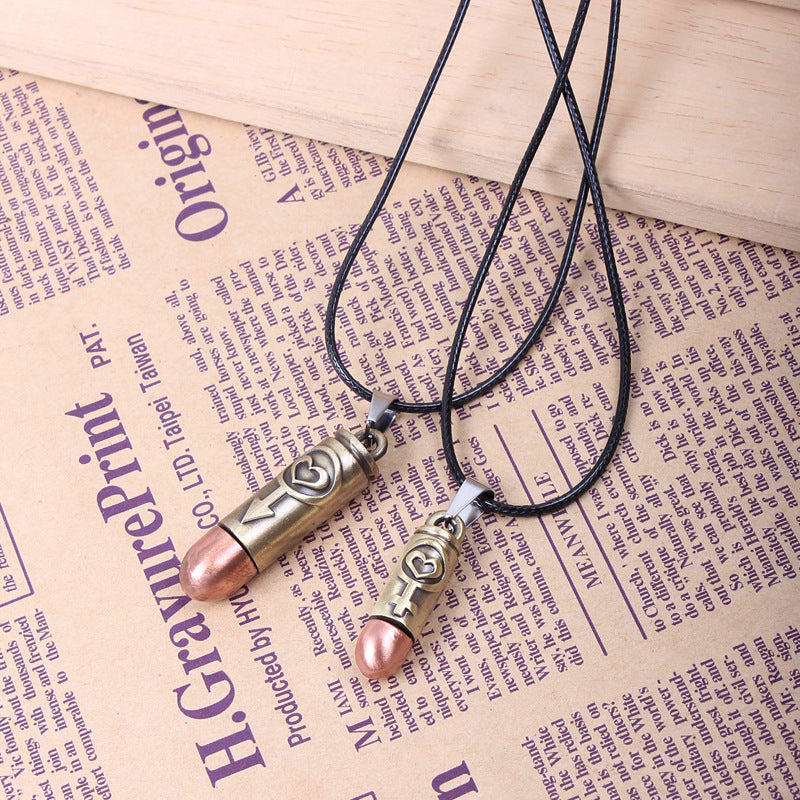 Love's Spiritual Connection Natural Silver Bullet - shaped Couple Necklace | Emotion - Bonding Token