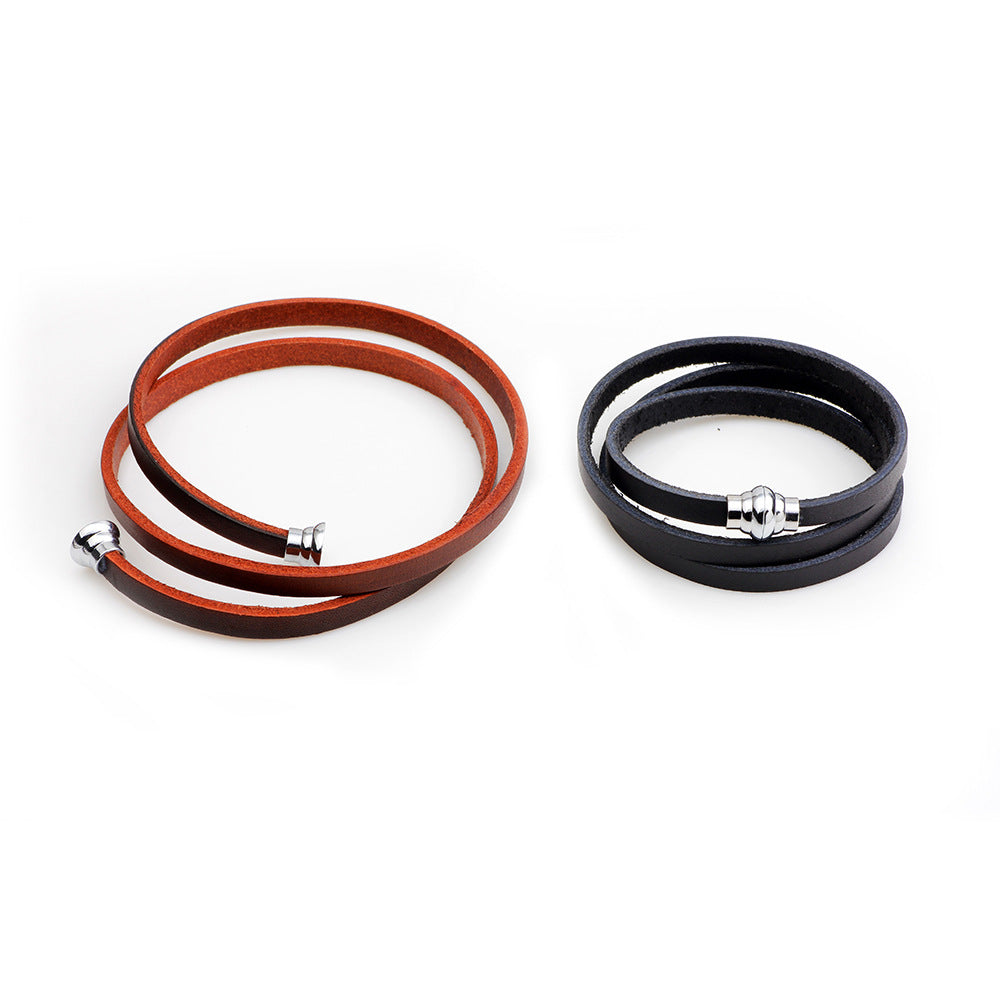 Spiritual Energy Protection Genuine Cowhide Multi-layer Wrapped Bracelet | Essential for Men's Street Snapshots