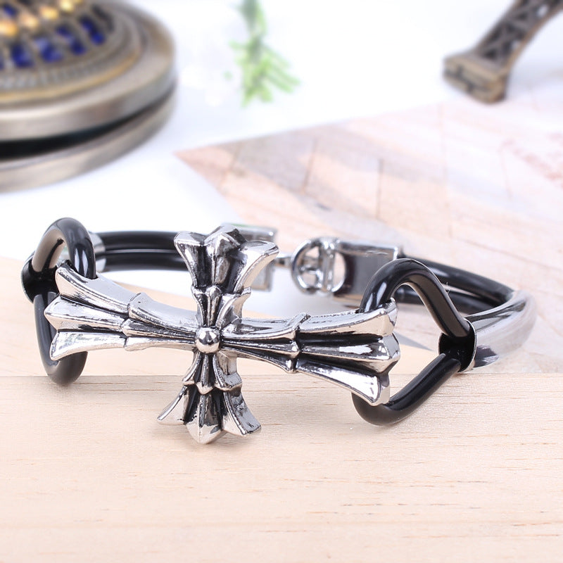 Personalized Simple Alloy Cross Punk Bracelet | Spirit Talisman | Self-Expression
