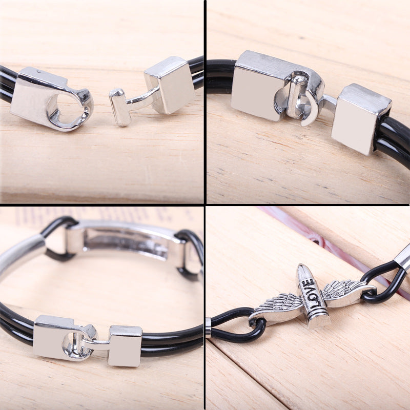 Exquisite Wings LOVE Double Tube Alloy Bracelet | Energy Guardian