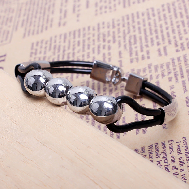Pulsera amuleto energético de doble tubo de PU con pequeños accesorios de aleación 