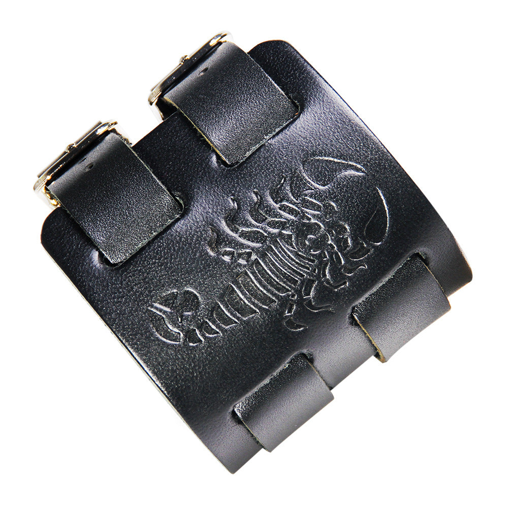 Punk Style Handmade Genuine Leather Scorpion Bracelet | Courageous Protection | Stylish Men's Bangle