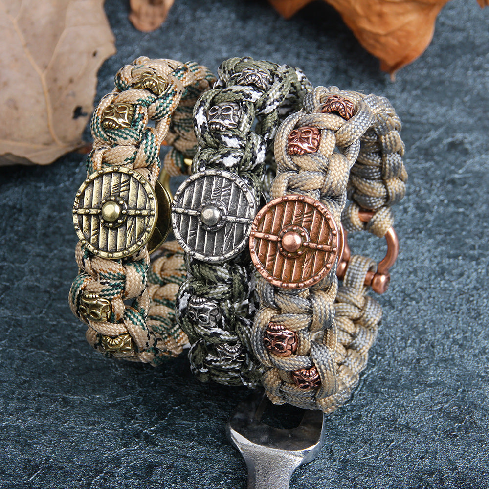 Punk Rebellion Style Copper Skull and Ship's Rudder Bracelet | Symbol of Courage and Control | Versatile and Personalized