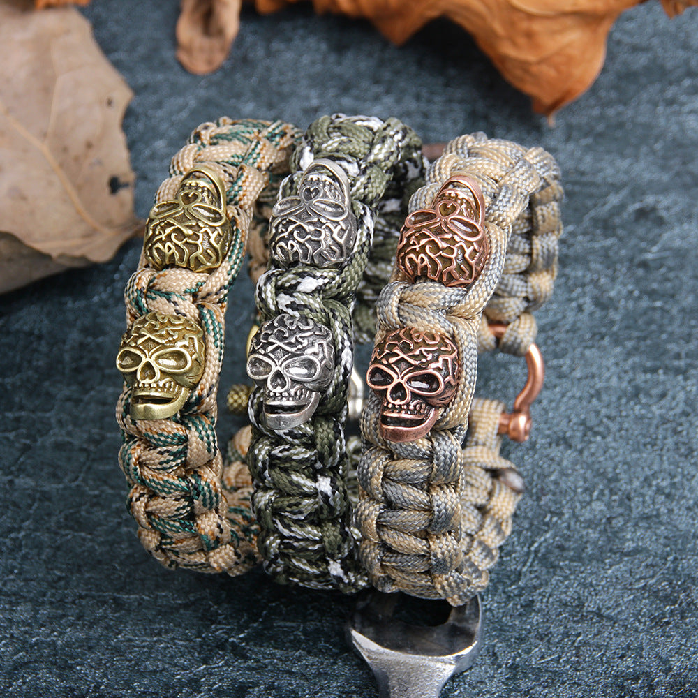 Shito Rinpoche Kupfer Totenkopf Regenschirm Kordel Gewebtes Armband | Punk-Stil | Personalisierter Schutz 
