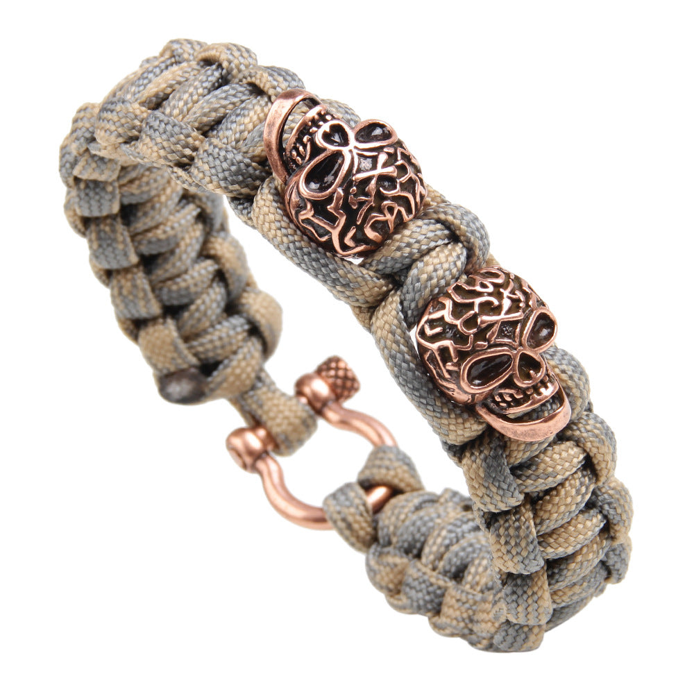 Shito Rinpoche Kupfer Totenkopf Regenschirm Kordel Gewebtes Armband | Punk-Stil | Personalisierter Schutz 