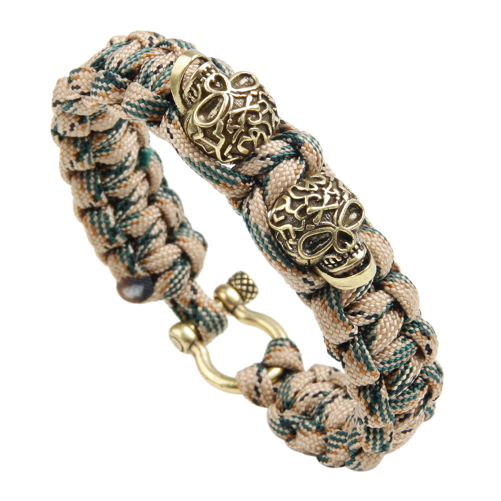 Shito Rinpoche Kupfer Totenkopf Regenschirm Kordel Gewebtes Armband | Punk-Stil | Personalisierter Schutz 