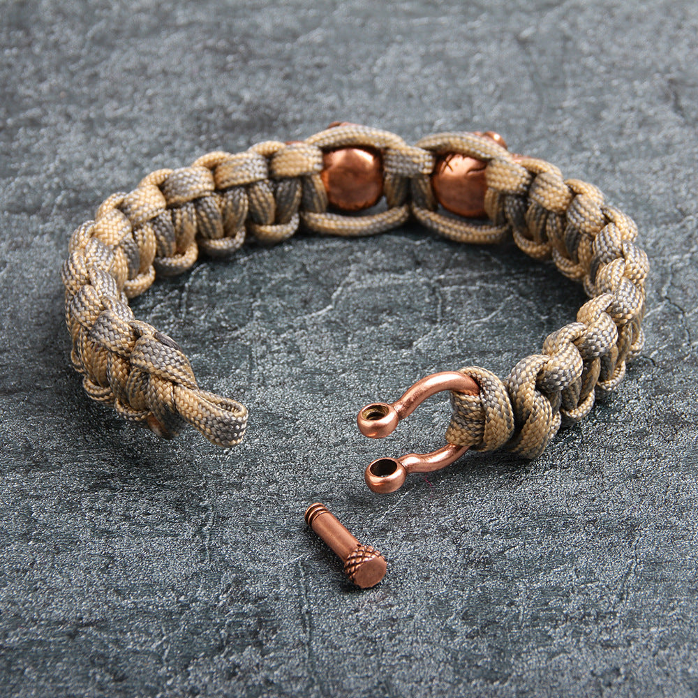 Shito Rinpoche Kupfer Totenkopf Regenschirm Kordel Gewebtes Armband | Punk-Stil | Personalisierter Schutz 