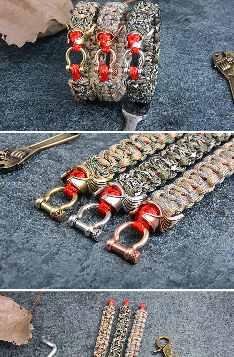 Pulsera de paracord para hombre con protección energética de cobre con bendición de guerrero nórdico.