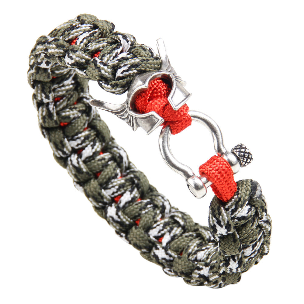 Pulsera de paracord para hombre con protección energética de cobre con bendición de guerrero nórdico.
