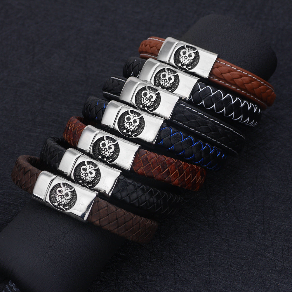 Wisdom Guardian · Natural Cowhide Handmade Owl Bracelet | Unisex | Cute and Playful