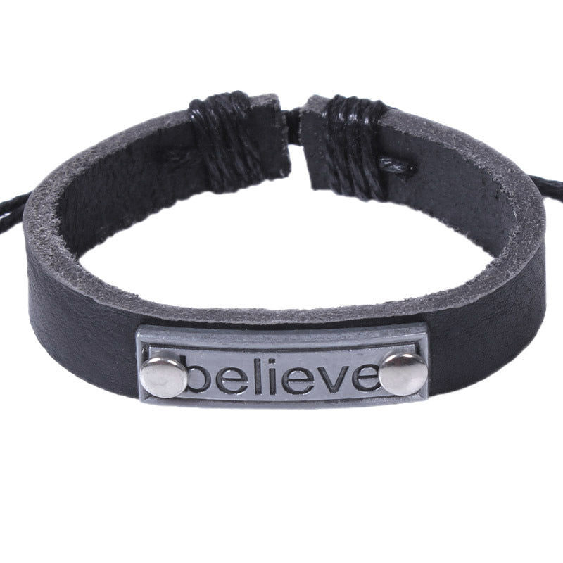 Believe Echtes Rindsleder Weben Vintage Leder Weiches Armband | Dehnbar | Energiestein | Heilende Kleidung