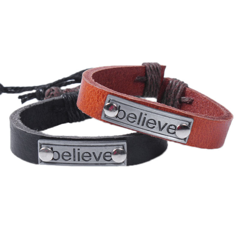 Believe Echtes Rindsleder Weben Vintage Leder Weiches Armband | Dehnbar | Energiestein | Heilende Kleidung