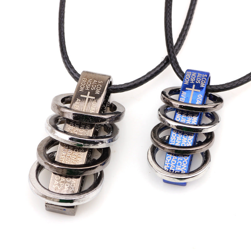 The Wheel of Fortune Hourglass Leather Couple Pendant Necklace | Spiritual Enlightenment | Unique Style