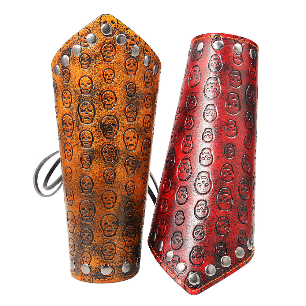 Gothic Punk Rindsleder Totenkopf Armband | Unverzichtbar beim Radfahren | Individualität und Extravaganz 