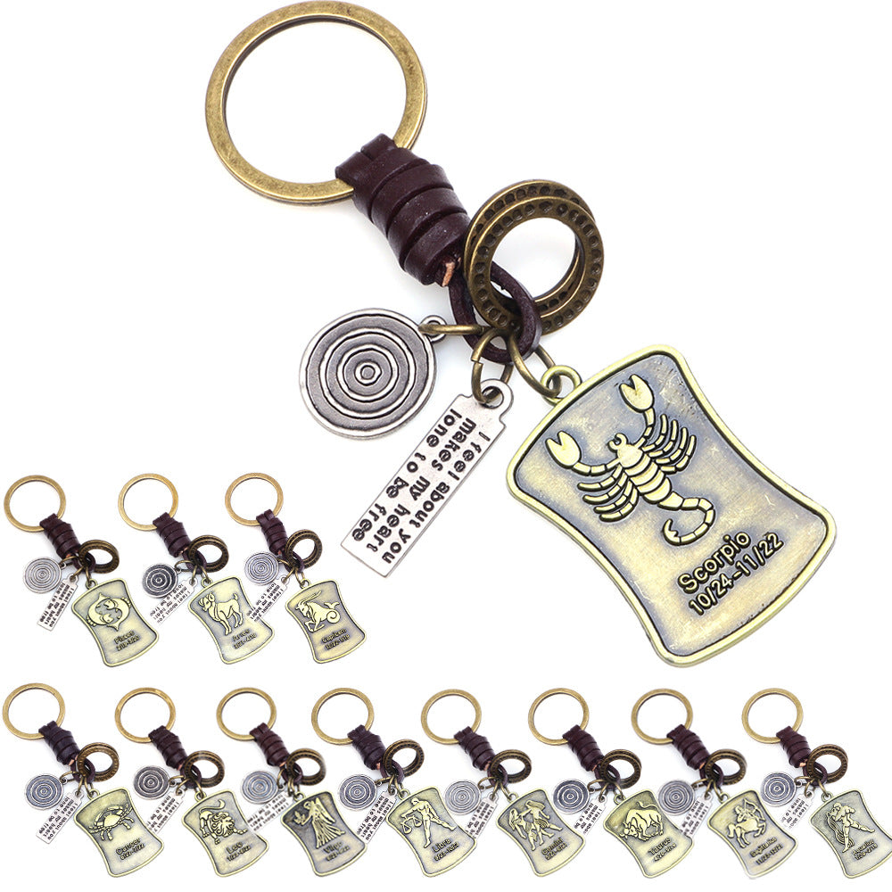 Constellation Energy Guard · Cowhide Woven 12 Constellations Business Car Keychain Small Gift