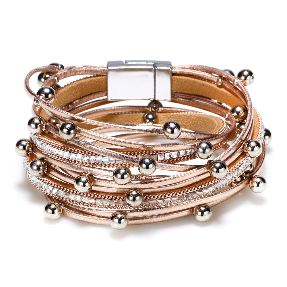 Mysteriöses Runenlederarmband mit Wasserbohrer, mehreren Schlaufen und magnetischer Schnalle zum Schutz der Energie