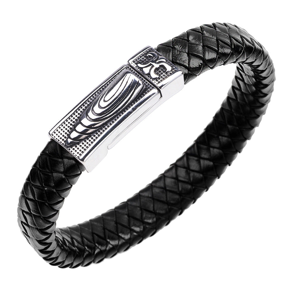 Courage Totem Edelstahl Rindsleder Kugel Magnetschnalle Herrenarmband | Kraftschutz 