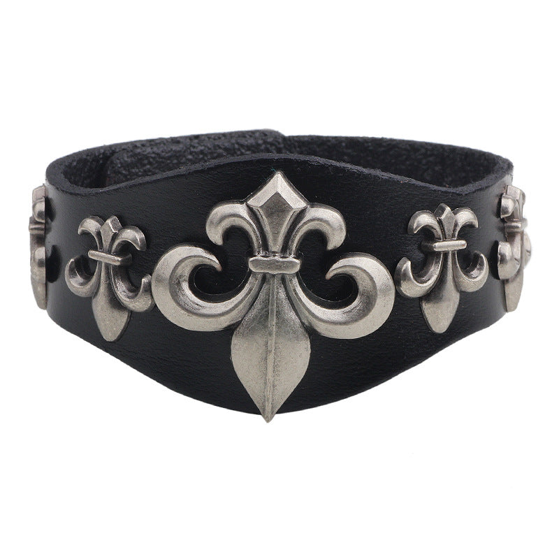 Paris Punk Mark | Genuine Leather Rivet Alloy Bracelet | Cool Accessories for Men