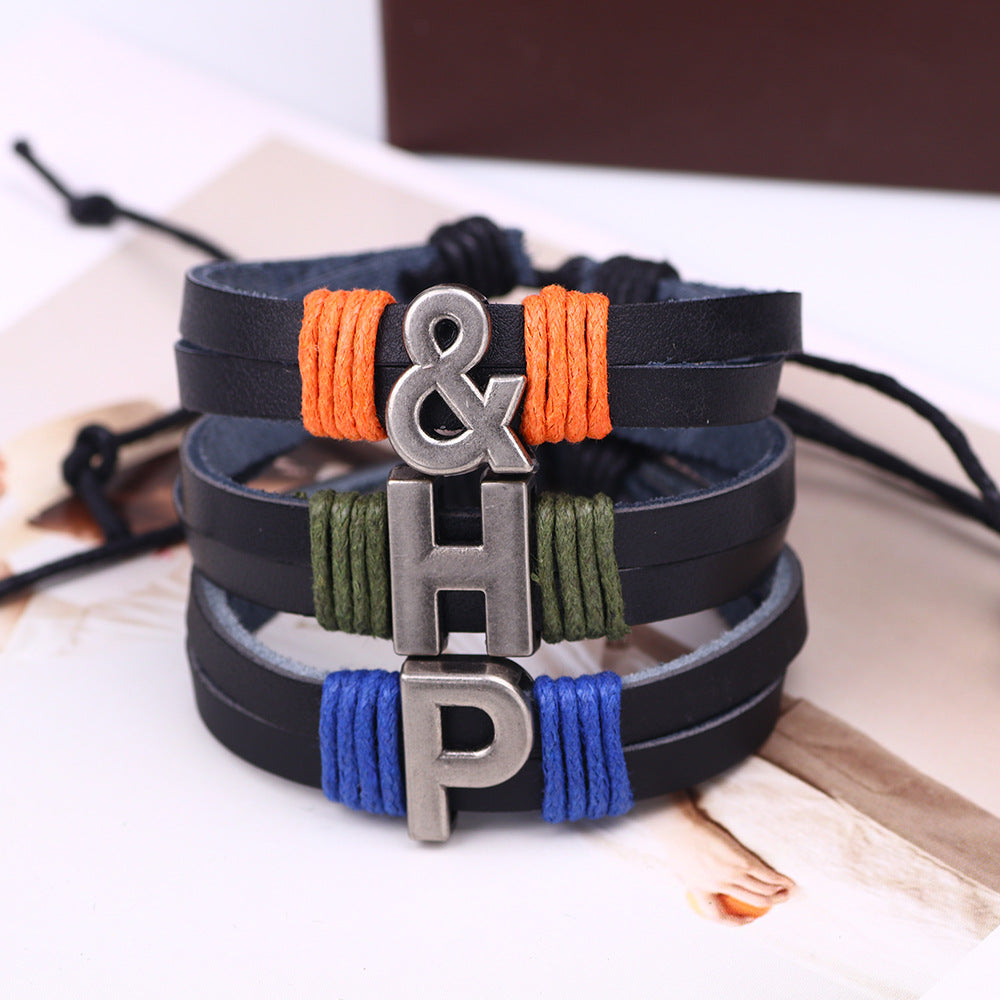 Personalized Custom Hand-Woven English Letter Leather Bracelet | Stylish and Simple Exclusive Wrist Ambiance