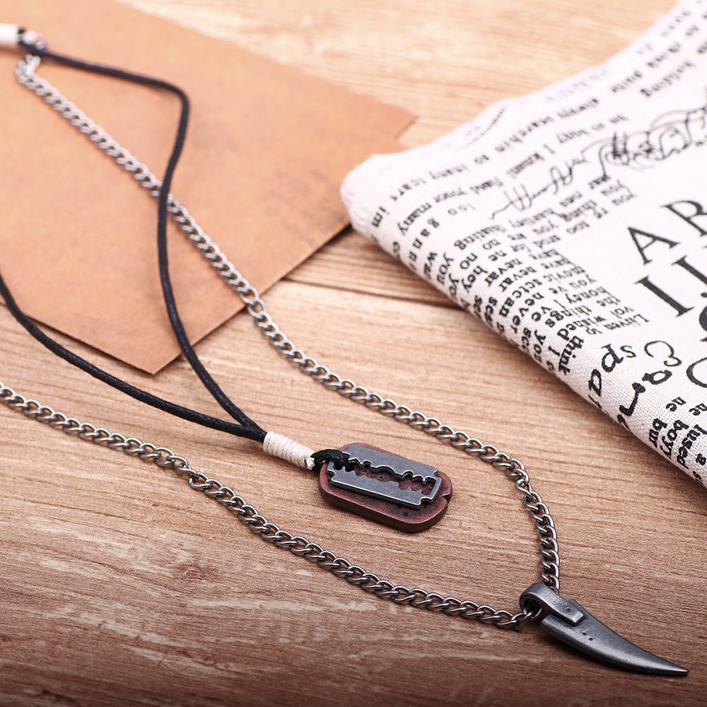 Retro Trendy Alloy Chain | Men's Energy Protection Long Necklace