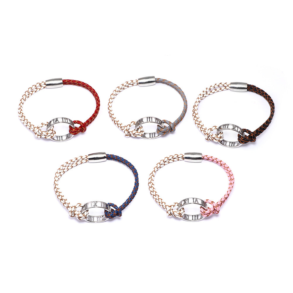 Spiritual Number Protection · Cowhide Braided Luxury Bracelet | Roman Numeral Ring | Refreshing and Elegant Style