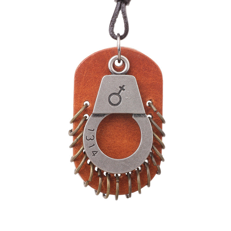 Lettering Lifetime Couple Pendant Leather Necklace | Romantic Long Chain
