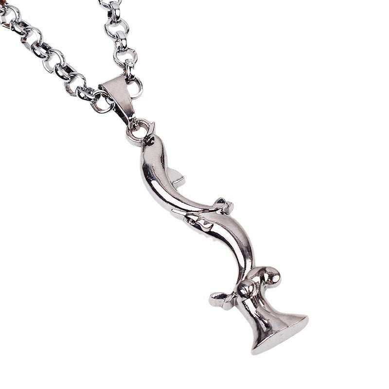 Spray Dolphin Love | White Steel Plated Pendant | Fashion Accessories | High Sense