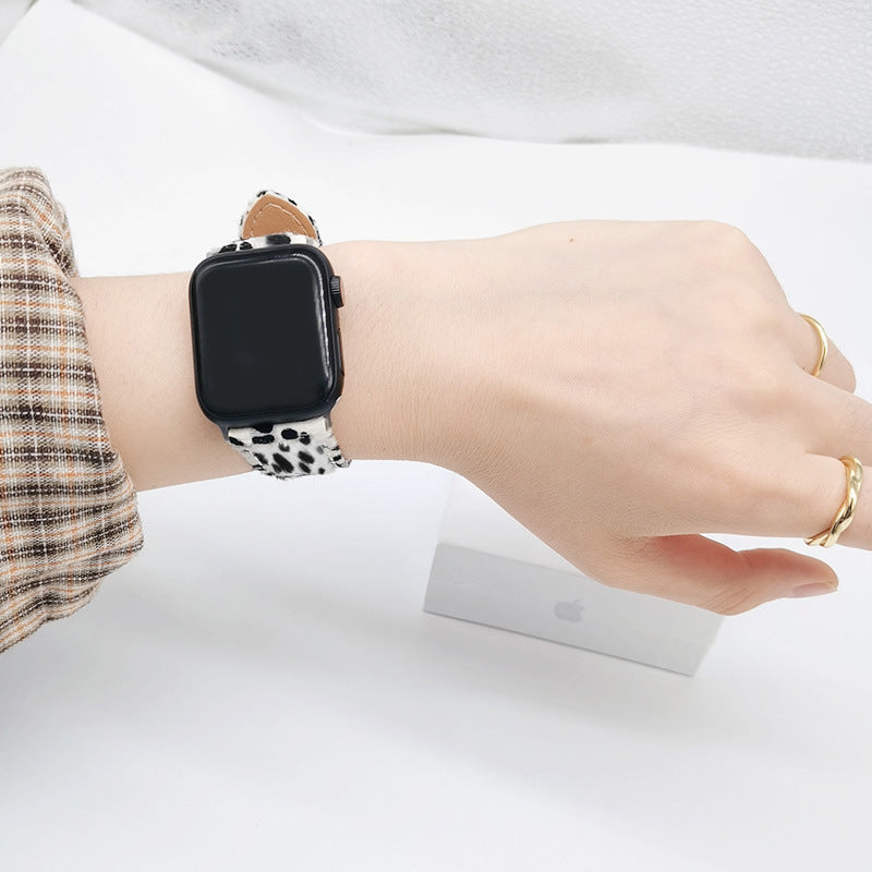 Leopard Totem PU Leather Horsehair Apple Watch Band | Fashionable & Individual | Versatile
