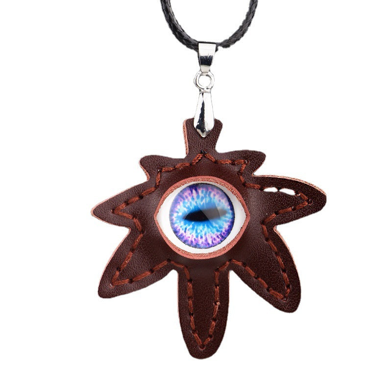Celtic Eye Maple Leaf Totem Wax Rope Necklace | Exclusive for Men | Mysterious Protection