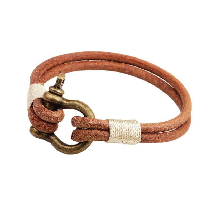 Nordic Rune Genuine Leather Rope Alloy Wound Bracelet | Protective Chain | Simple and Retro Style