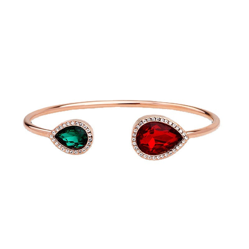 Herz des Ozeans Weißes Diamantarmband | Modisch vielseitig | Premium | Rot-Grün-Farbschema