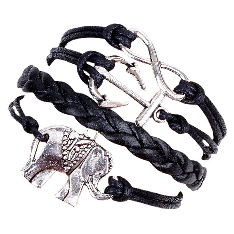 Handgewebtes Armband mit Anker-Elefant | Hochwertiger, vielseitiger Schmuck 