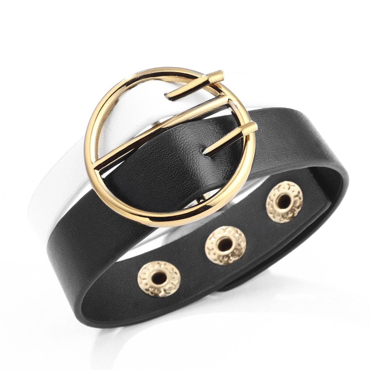 Mysterious Geometric Symbol Leather Bracelet | Stylish and Individual Black - White Ring Hand Jewelry