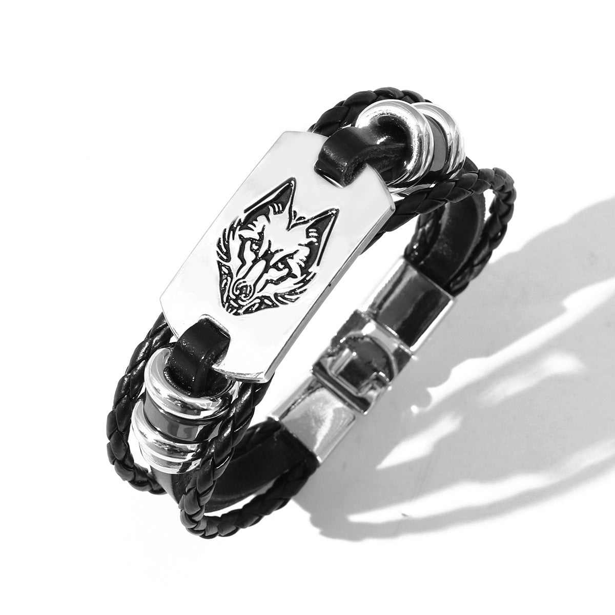 Wolf Totem Alloy Iron Plate Leather Bracelet | Courage Guardian | Wild Power