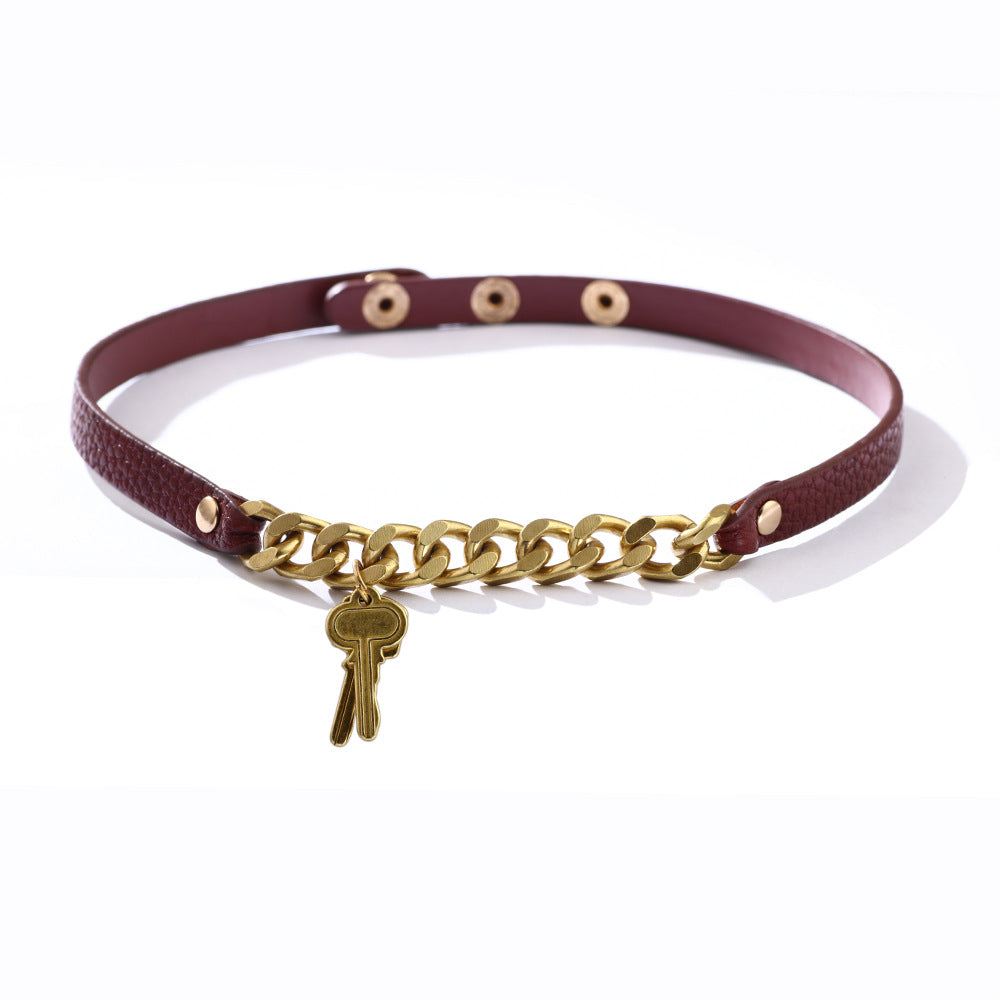Lucky Key Aura PU-Lederhalsband | Catwalk-Stil | Anhänger-Halskette zum Öffnen von Glück 