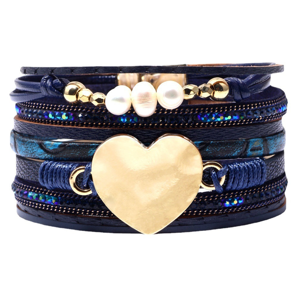 Spiritual Connection Guard Color - Armband aus gewebten Perlen aus PU-Leder | Liebe - Herz-Totem-Energiebindung