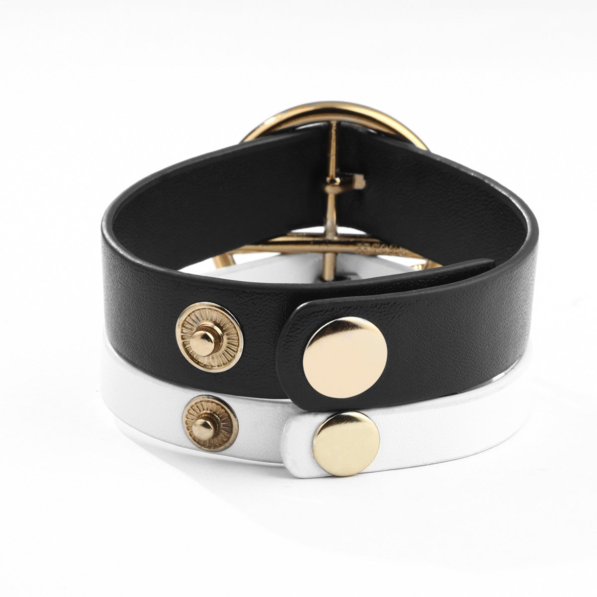 Mysterious Geometric Symbol Leather Bracelet | Stylish and Individual Black - White Ring Hand Jewelry