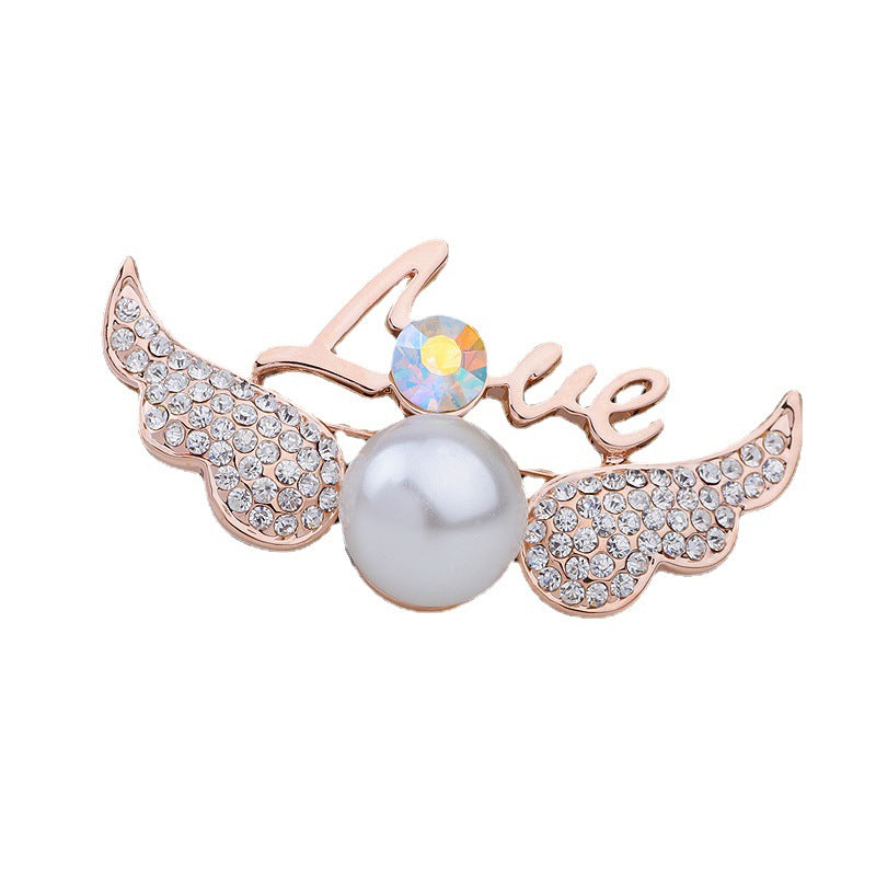 Stylish Simple Rose Gold Love Metal Wings Brooch | Love Guardian | Jewelry