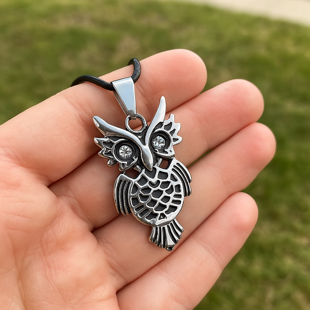 Owl Wax Rope Vintage Pendant Pastoral Necklace | Versatile Amulet | Mind Healing